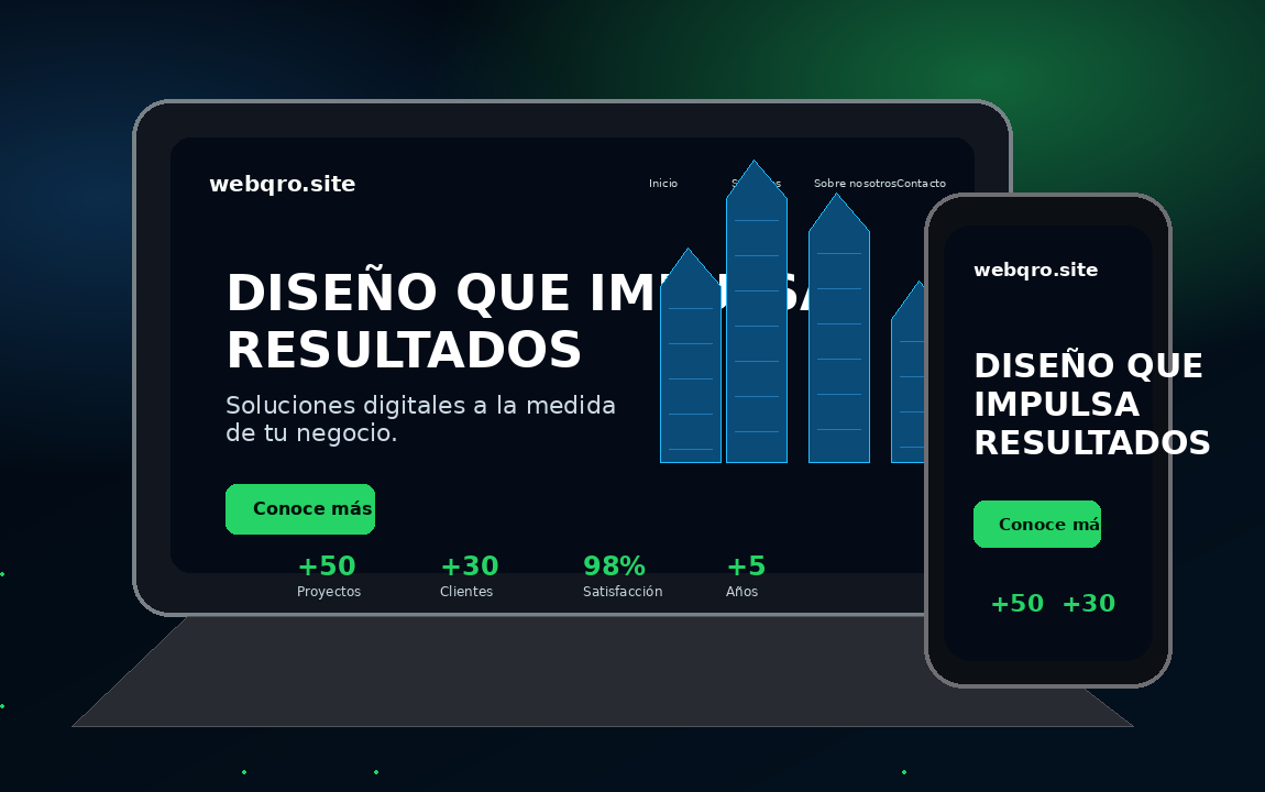 Sitio web moderno mostrado en laptop y celular